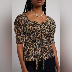 Damson madder Bianca Ruffle Blouse - Leopard